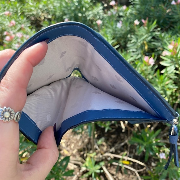 Kate Spade Light Blue & Navy Two Toned Safiano Leather Compact Wallet - Picture 4 of 14